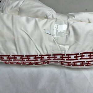 Hotel Collection White with Red Chain Border Embroidery F/Q 3 PCS Duvet Set